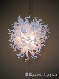 Lámpara de araña de cristal blanco de decoración de arte moderno para decoración de dormitorio estilo Dale Chihuly 100% lámparas colgantes de cristal blanco soplado a mano