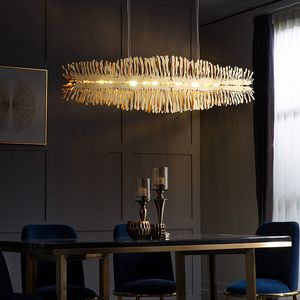 Modern Art Design Gouden Kroonluchter Lamp voor Eetkamer Luxe Keuken Island Hang Lamp Nieuwe Creative Home Dececor Led Light Armatuur