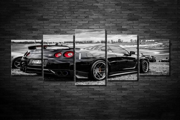 Marco de arte moderno, cuadros en lienzo de pared impresos en HD, 5 paneles, Nissan GTR, decoración del hogar, pinturas para el salón del coche, carteles modulares 8771468