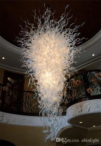 Lustre en verre d'art moderne décoration de la maison lustres de Source de lumière LED de Style Chihuly soufflé à la main blanc