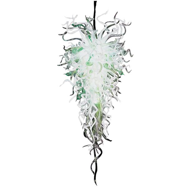 Lámparas Candelabros de arte moderno Primavera Verde y blanco Lámparas de araña de vidrio soplado a mano 100% Iluminaciones LED Accesorios de iluminación grandes