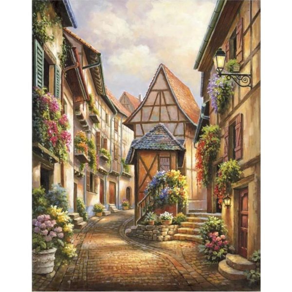 Arte moderno Paisajes italianos Corte de pueblo Pintura al óleo Lienzo Pintado a mano de alta calidad Hermosas obras de arte costeras Regalo de Navidad331h