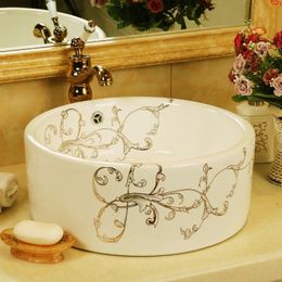 Art moderne wasit tambour forme céramique lavabo salle de bain décoration lavabo haute qualité Cmdpk