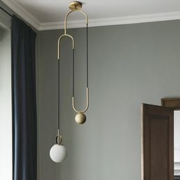 Moderne bal hanglamp voor slaapkamer Nordic lifting glazen bal hanglamp decoratieve inshangende licht armatuur
