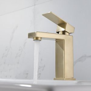 Modern Basin Faucet Bathroom Gold Black Silver Faucet Deck Mounted Basin Sink Tap Mixer Hot & Cold Water Stainless Steel Faucet