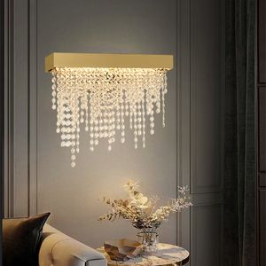 Lustres de chambre à coucher modernes applique murale en cristal de luxe en or pour couloir de chevet salon LED décor à la maison luminaire mural