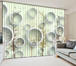 Cortinas de sala de estar y dormitorio moderno, cortina de ventana 3D con estampado circular Po para el hogar, cortinas gruesas 3318517