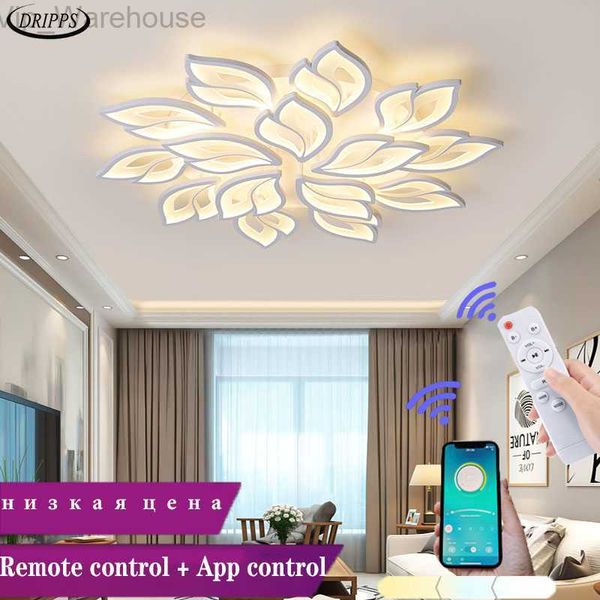 Chambre moderne télécommande/application intelligente salon LED plafonnier fleur blanche acrylique hôtel café lampe vente directe d'usine HKD230824