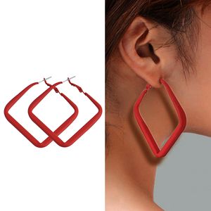 Moderne grote vierkante hoepel oorbellen voor vrouwen Red Green Huggie Lady Earrings Trendy sieraden geschenken
