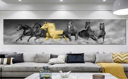 Moderne Noir et Blanc Cheval Courant Photo Mur Art Peinture Salon Toile Impression Animal Décoratif Affiche Imprimer Grande Taille 1330759