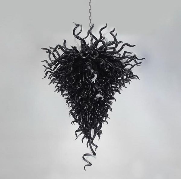 Candelabros negros modernos Colgantes Gotas Lámpara Led Lámparas colgantes personalizadas Araña de flores de vidrio soplado a mano