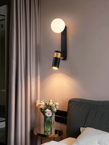 Lámparas de pared con foco LED de oro negro moderno, iluminación para dormitorio de cabecera, estudio, sala de estar, lámpara de decoración interior