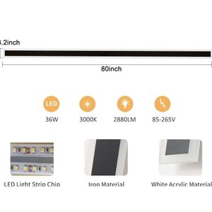 Moderne zwarte buitenwandsconstructie 7,87 inch LED gemonteerde lamp, 36W buitenhuislichten, 3000k lange strip zwarte buitenverlichting acryl veranda wandlampen armatuur