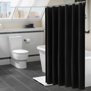 Moderne zwarte douchegordijnen waterdichte stof vaste kleur badgordijnen voor badkamer badtub grote brede badkap met haak 240419