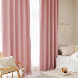Cortina moderna de Blackout para dormitorio Rosa color rosa Curtianos Sala de estar Tratamiento de la ventana Drapes altos sombreado 85% personalizado 240429