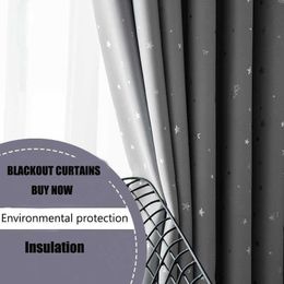 Moderne black-out gordijn voor woonkamer kinderkamer slaapkamer gedrukt lucky ster zachte raambehandeling keuken gordijnen afgewerkte doek 210712
