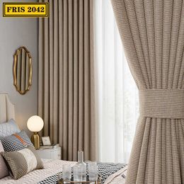 Rideau de coton de couleur pure de rideau d'électricité moderne et rideau de lin pour le salon et le rideau de chambre 210712