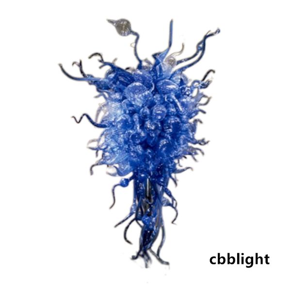 Lámpara de araña de cristal de color azul moderna Lámpara de araña de vidrio soplado a mano Iluminación LED Accesorios colgantes interiores Lámparas de estilo turco Lámparas colgantes de luz LR696