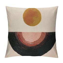 Housse d'oreiller Boho Throw moderne, taie d'oreiller à accent neutre texturé simple, simulacre de coussin décoratif géométrique minimaliste pour canapé de canapé