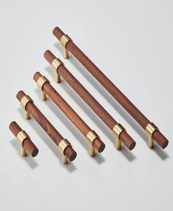 Moderne messing keukenkastknoppen handgrepen houten walnootlade dressoir kast garderobe meubels deur handvang9299287