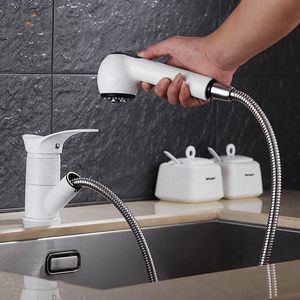 Moderne Messing Keukenkraan Trekt Single Handvat Swivel Spout Vessel Sink Mixer Tap Tensiele Basin Kraan Heet en Koudwaterkraan