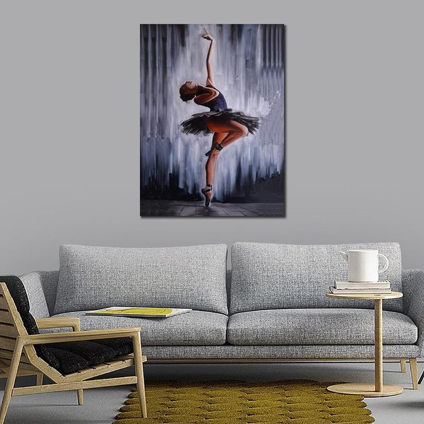 Moderne Toile Art Ballet Noir Blanc Textures De Danse Des Peintures À L'huile Figuratives Vibrantes Illuminent N'importe Quelle Pièce Avec Énergie Et Passion