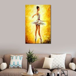 Modern canvas kunst figuratief meisje in de balletklas handgeschilderde olieverfschilderijen woonkamer decor