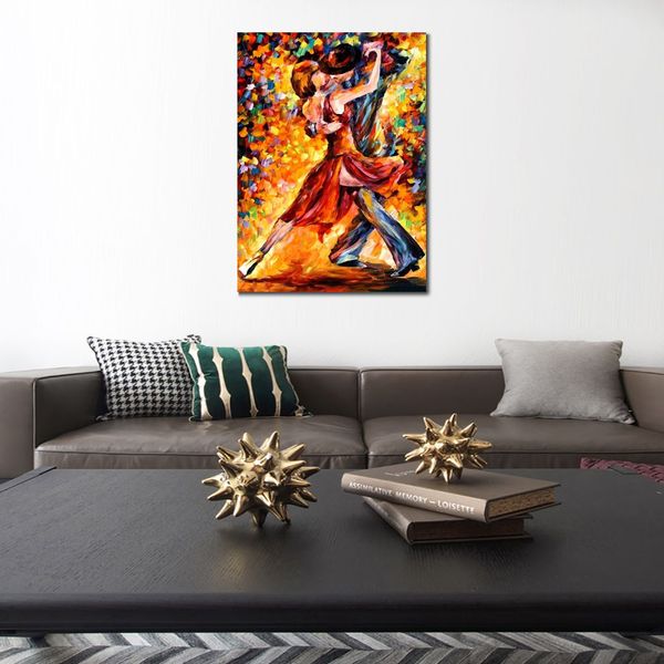 Moderne toile Art Figure danseuse au rythme du tango peint à la main peintures à l'huile salon décor romantique