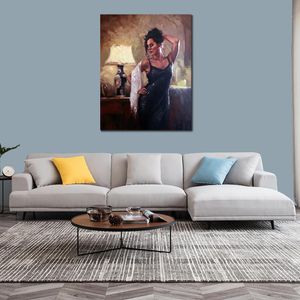 Toile moderne Art brume de rêves danse espagnole romantique dans des peintures à l'huile texturées sur toile beau décor pour Loft