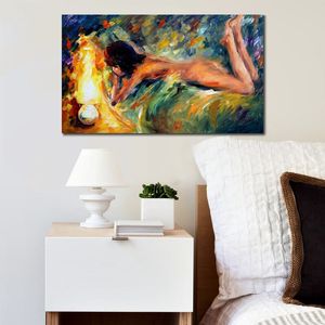 Moderne Canvas Schilderij Figuur Naakt Art Aura van Liefde Hand Geschilderd Romantisch Kunstwerk Muur Decor