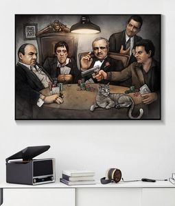 Modern canvas schilderij Gangers Art Print door Big Chris Art Gangsters Poker spelen Poster op muur kunst foto voor woonkamer5155457