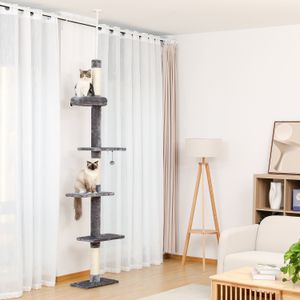 Moderne kattenbomen van vloer tot plafond stabiele krassen multi-level kattentorens met ladder condos hangmat vast duurzame natuurlijke sisal