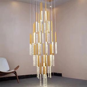 Modern plafond kristallen led kroonluchter lange cristal hangende lamp voor trap woonkamer Noordse minimalistische binnenligging binnenlamp