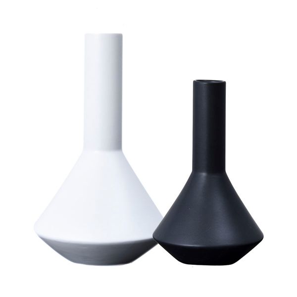 Vases à fleurs en céramique modernes noir blanc forme conique nordique décoratif fête mariage pièce maîtresse décor à la maison salon