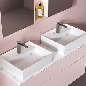 Lavabo de salle de bain de la céramique moderne Mini lavabos sur la salle de bain Créativité de la salle de bain Console cachée des lavabos de comptoir d'hôtel caché