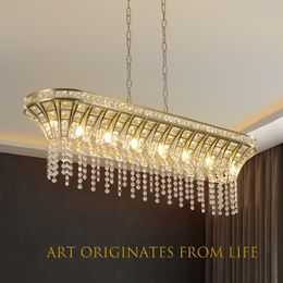Moderne champagne gouden keukeneilandlamp - ovale kristallen plafondkroonluchter