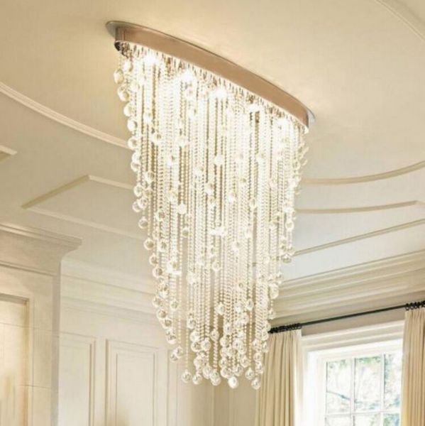 Araña moderna Comedor Diseño ovalado Sala de estar Luz de cristal Montaje empotrado LED Araña de cristal de lujo MYY