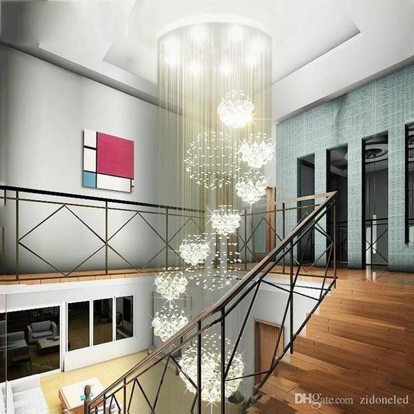 Lustre moderne goutte de pluie grand luminaire en cristal avec 11 sphères de cristal plafonnier 13 GU10 plafond encastré escalier l156S