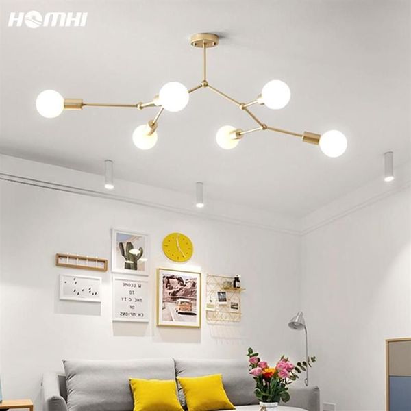 Lámpara de araña moderna Sputnik, techo de araña dorada, decoración nórdica para el hogar, sala de estar, comedor, E27, 110V, 220V, candelabros colgantes 268J