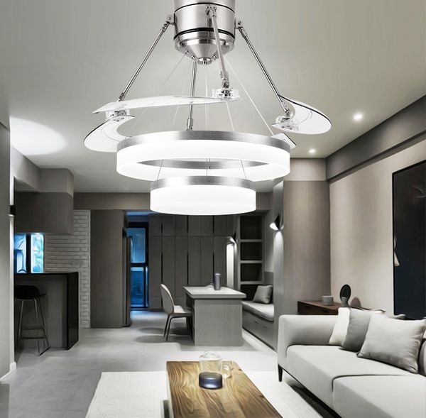 Lustre moderne ventilateur de décollage lampe de ventilateur de plafond créative lampe de ventilateur invisible salon salle à manger chambre maison lampes suspendues
