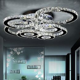 Lustres modernes luminaire d'intérieur en acier inoxydable lampes de plafond en cristal pour salon chambre diamant anneau LED Lustres Lampa2188