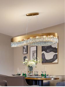 Lustres modernes éclairage-lampe suspendue en or pour îlot de cuisine lustre en cristal de luxe lumières lampe à fil de suspension rectangle