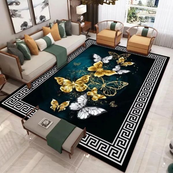 Tapis d'impression 3D de style chinois moderne, salon, canapé, table basse, couverture de luxe légère, chambre à domicile, matelas complet