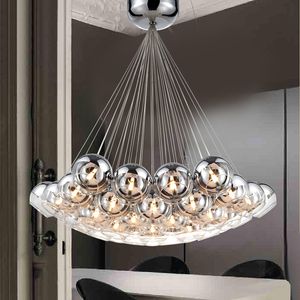 Moderne Chrome Glass Balls LED Hanger Kroonluchter Licht voor Living Dining Study Room Home Deco G4 Hangende kroonluchter Lamp armatuur