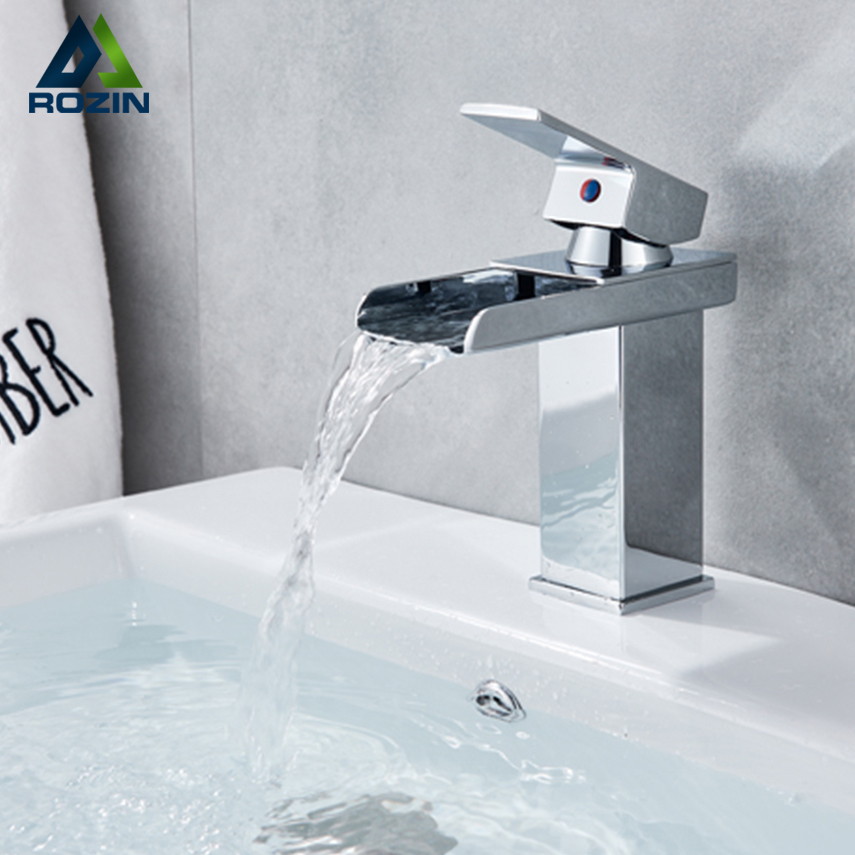 Chrome Waterval Basin Kraan Badkamer Sink Single Handle Heet Koud Water Mixer Tap Torneiras Crane