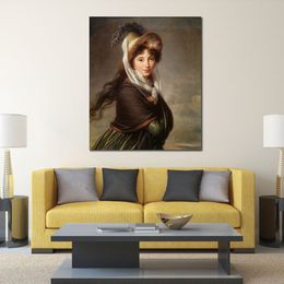 Moderne klassieke portret kunst portret van een jonge vrouw Elisabeth Vigee Lebrun canvas schilderij handgemaakte fijne kunstwerken