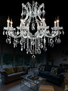 Moderne heldere chromen kroonluchters Maria Theresa kristallen hanglamp binnenverlichting glans cristal pendelleuchte lichtarmatuur topkwaliteit 8 lampen