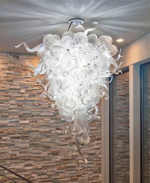 Lámparas modernas, candelabros de burbujas de cristal transparente, lámparas de araña de cristal LED sopladas a mano, cadena colgante, iluminación colgante para sala de estar