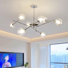 Chandelier en verre transparent moderne Balance Magic Harin Lights Salon Chrome Pendante Lampe à manger de chambre à manger