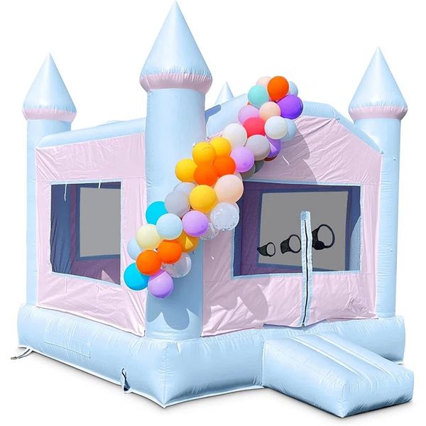 Castillo hinchable de Color moderno, casa de rebote blanca, puente de castillo de rebote de grado comercial de PVC de 10x10 pies con soplador, envío gratis